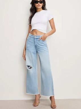 NWT Good American Weightless Good Skate Wide-Leg Crop Sz 28/6
